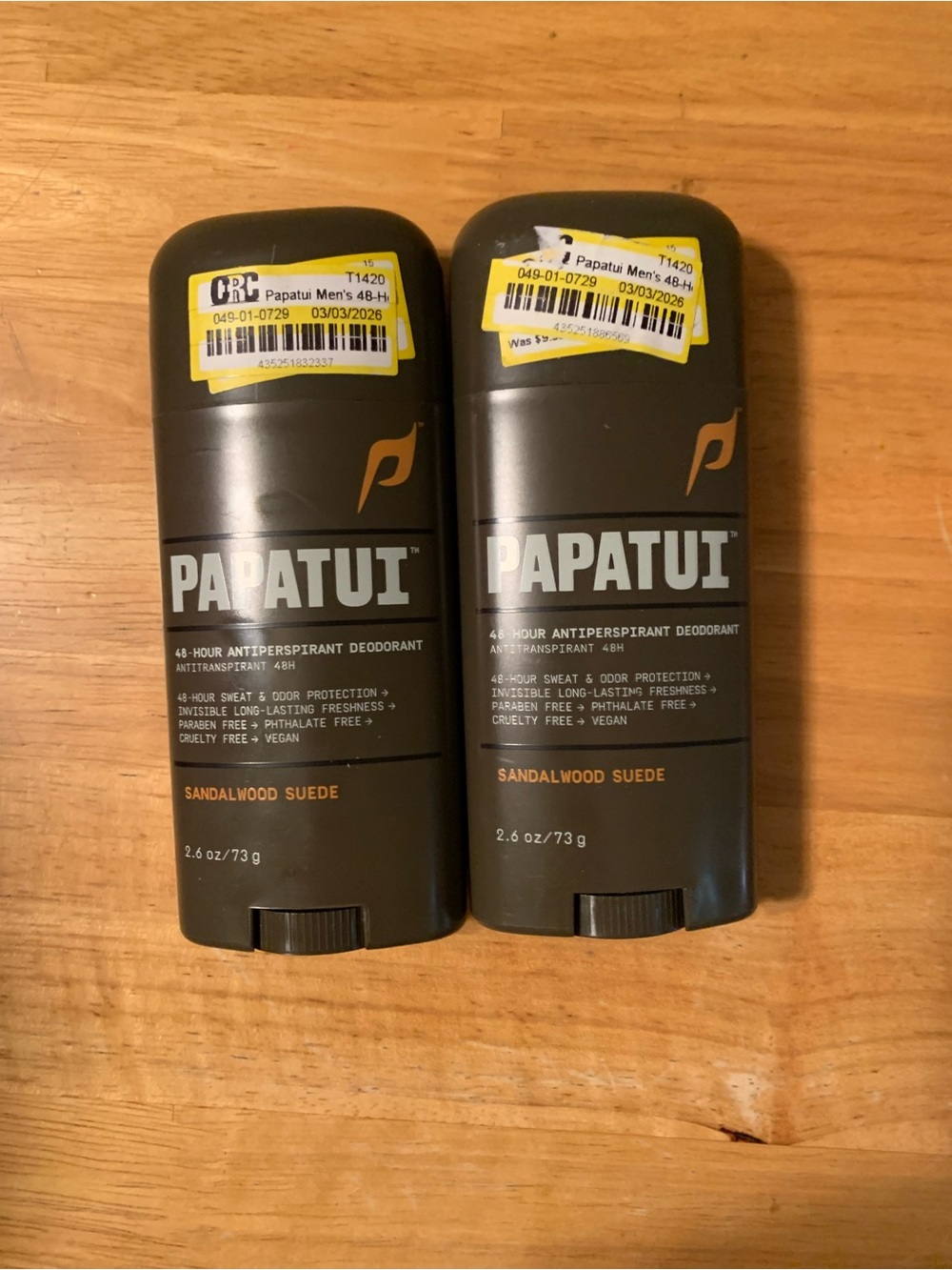2 papatui deodorant for men sandal wood suede 48 hour protection